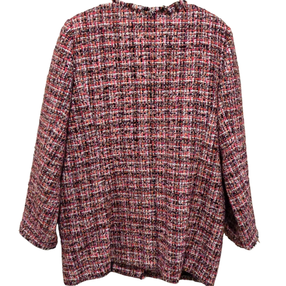 Talbots Pink Pinewood Tweed Wool Blend Coat With Frayed Edges Size 12 - Picture 6 of 13